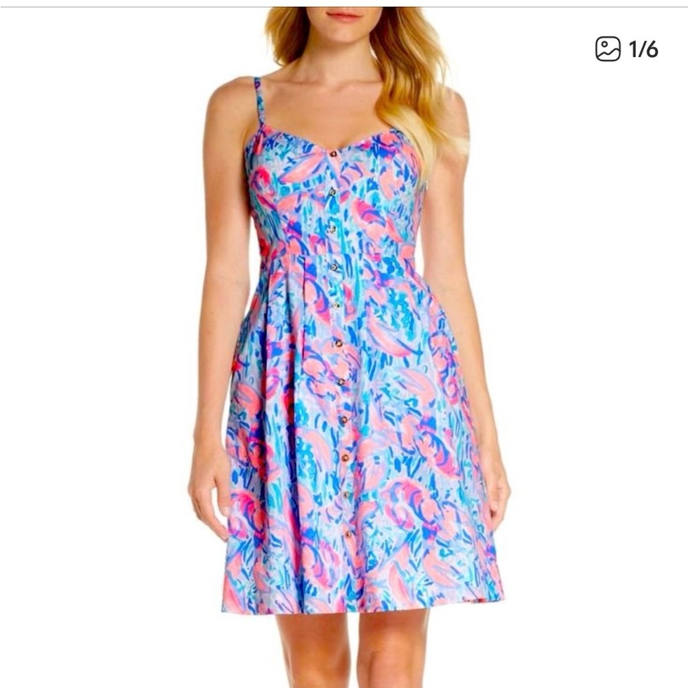 Lilly Pulitzer Vibrant Pink and Blue Mini Dress